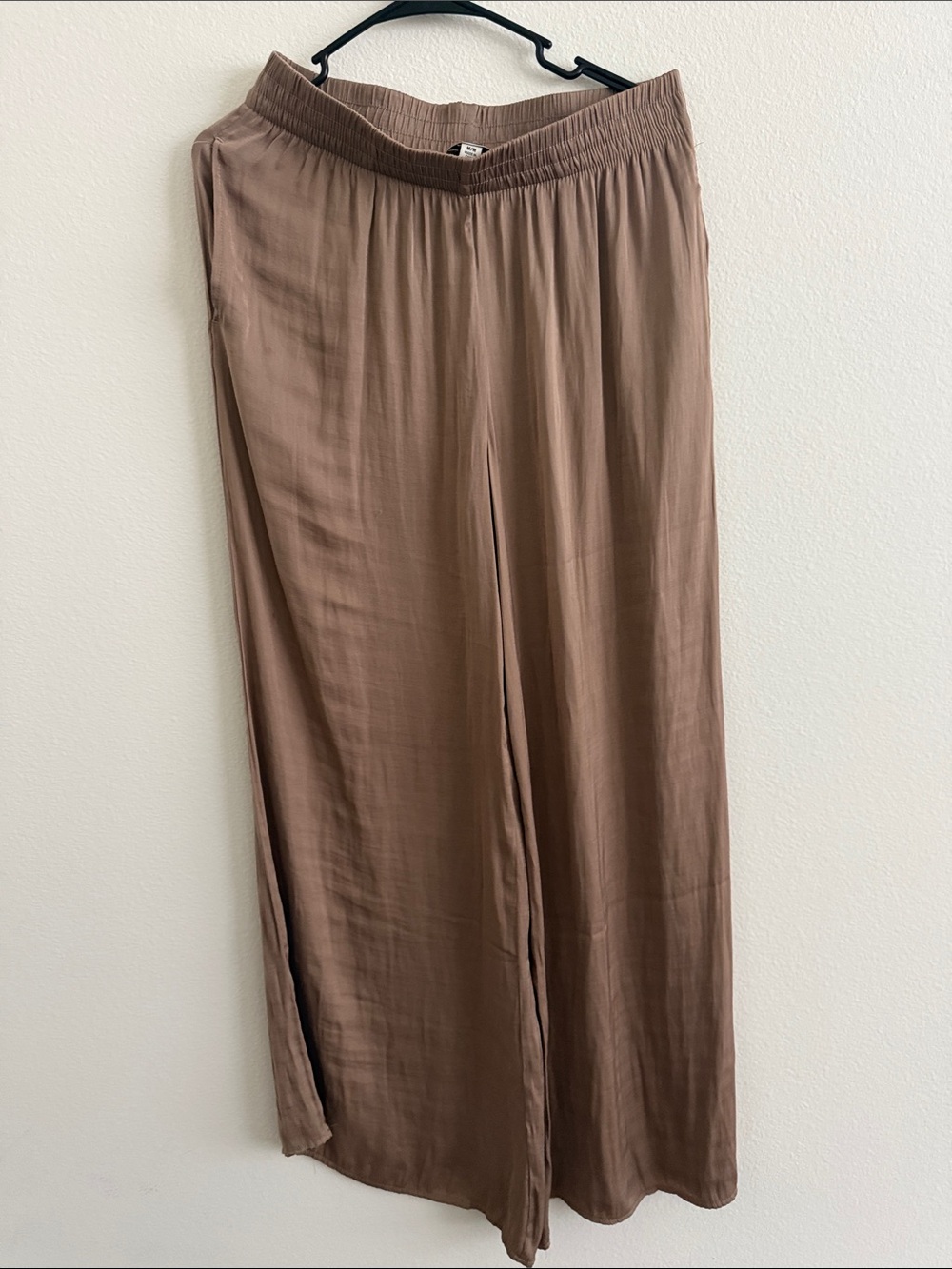 Women's Maxi Wide-Leg Skirt with Elastic Waist - Brown